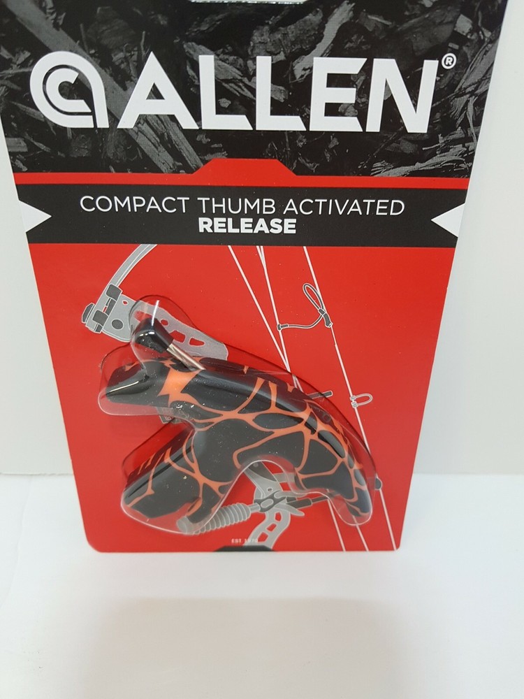 ALLEN ORANGE AND BLACK COMPACT THUMB ACTIVATED COMPOUND BOW RELEASE