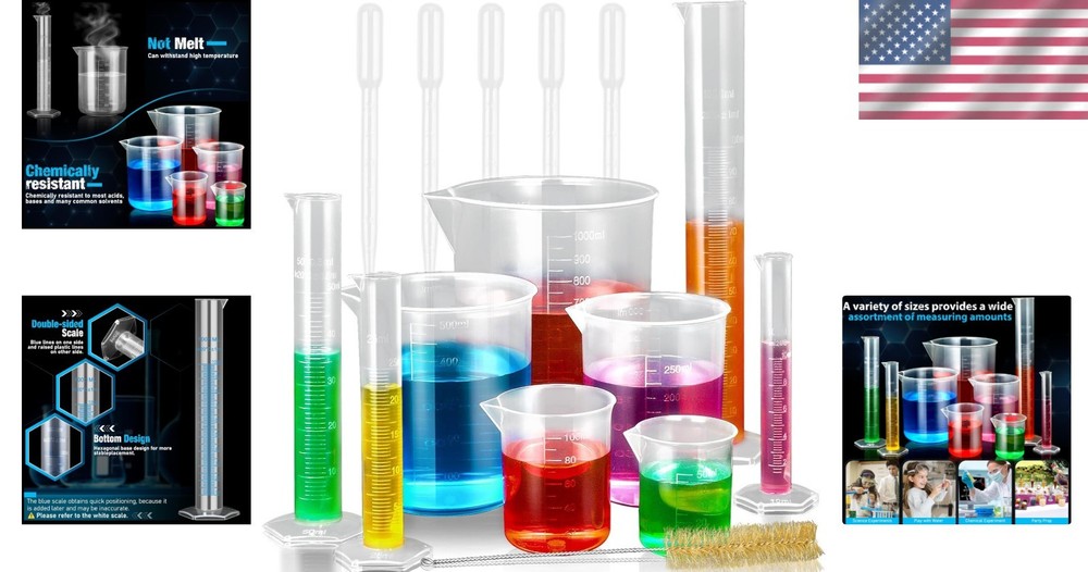 Eco-Friendly Science Lab Kit: Clear Cylinders & Beakers for Home Experiments