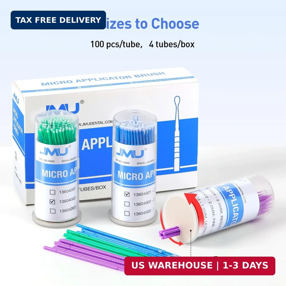 JMU 400pcs Dental Micro Applicators Brushes Regular, Disposable Microswabs