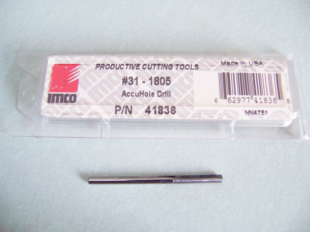 New - #31 Solid Carbide Accuhole Drill Imco Part # 41836