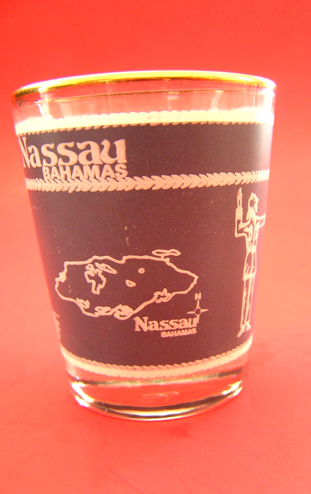 3 Shot Glasses: Nassau Bahamas, US Marine Corps Logo and Delta Gamma Sorority