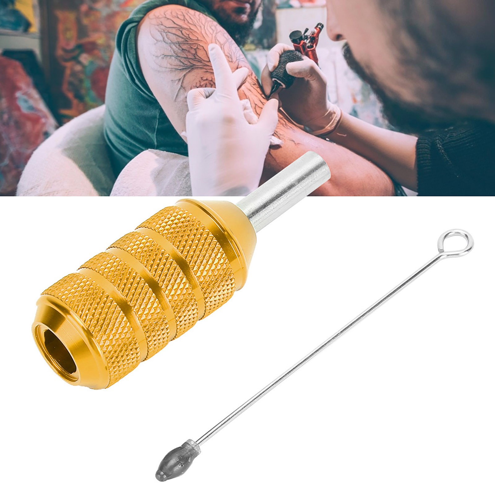 Gold 25mm Tattoo Machine Grip Aluminum Alloy Cartridge Needles Tattoo Grip