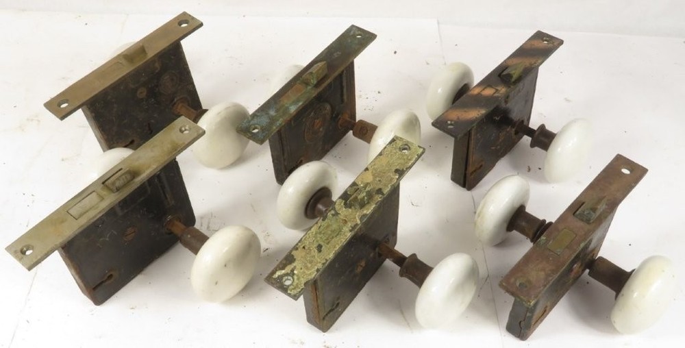 antique door mortise locks porcelain knobs