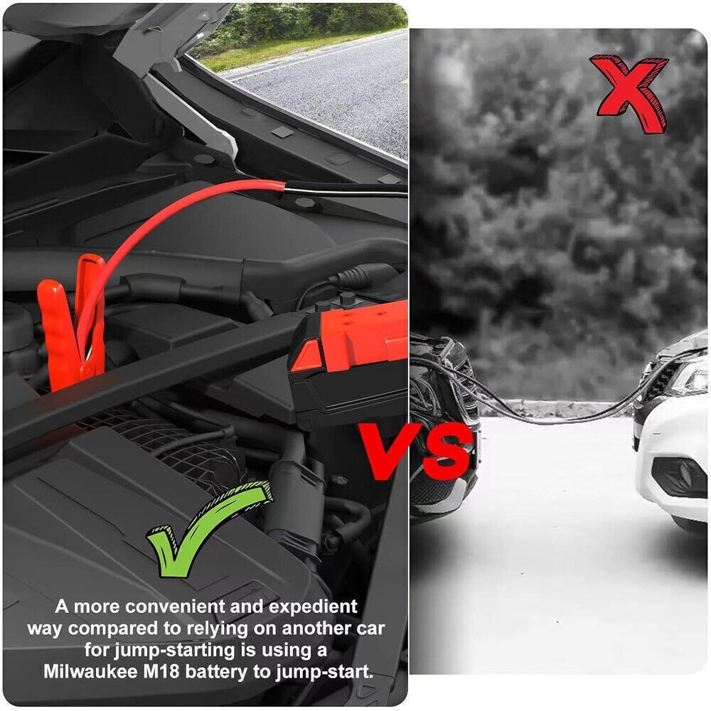 5.9FT Jumper Cable Clamps For Milwaukee 18V Li-ion Battery Jumper Starter 8AWG