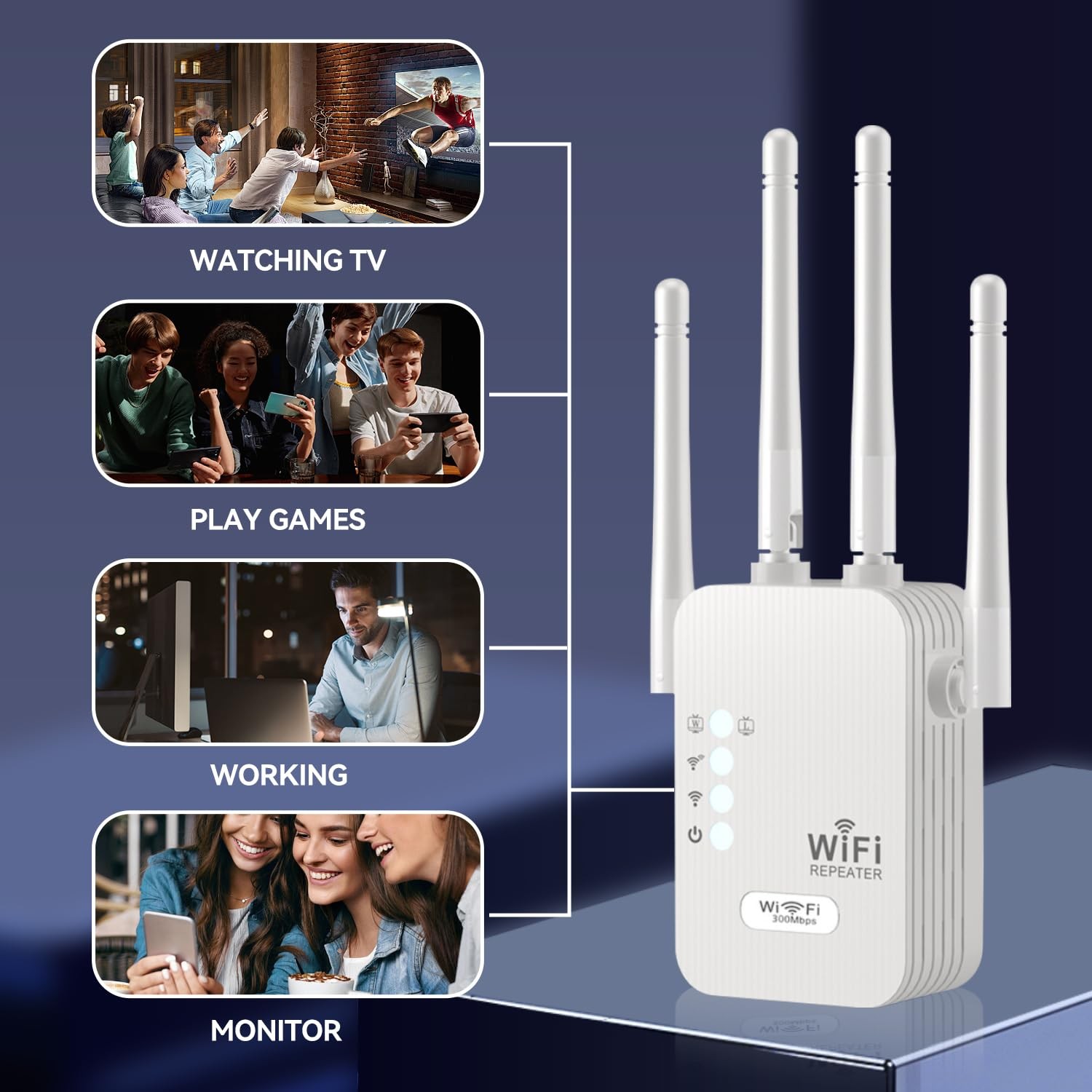 1200Mbps WiFi Range Extender Repeater Wireless Amplifier Router Signal Booster