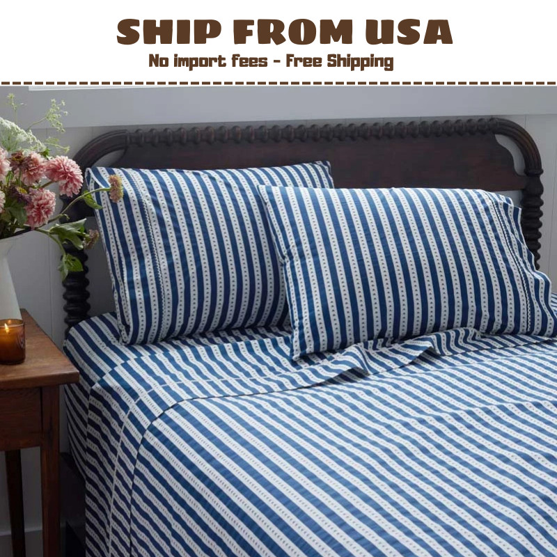 Heather Taylor Home Mini-Prints Garment Washed Cotton Percale Bed Sheet Set