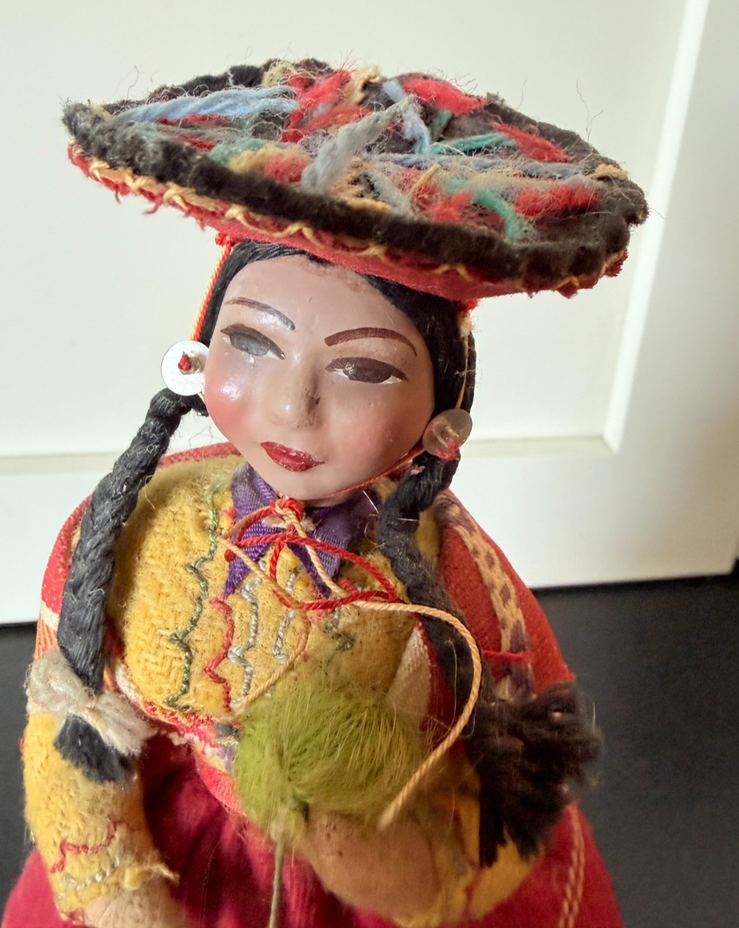 Vintage Peruvian Folk Art Dolls Pair Handcrafted Andean Highland Textile Figures