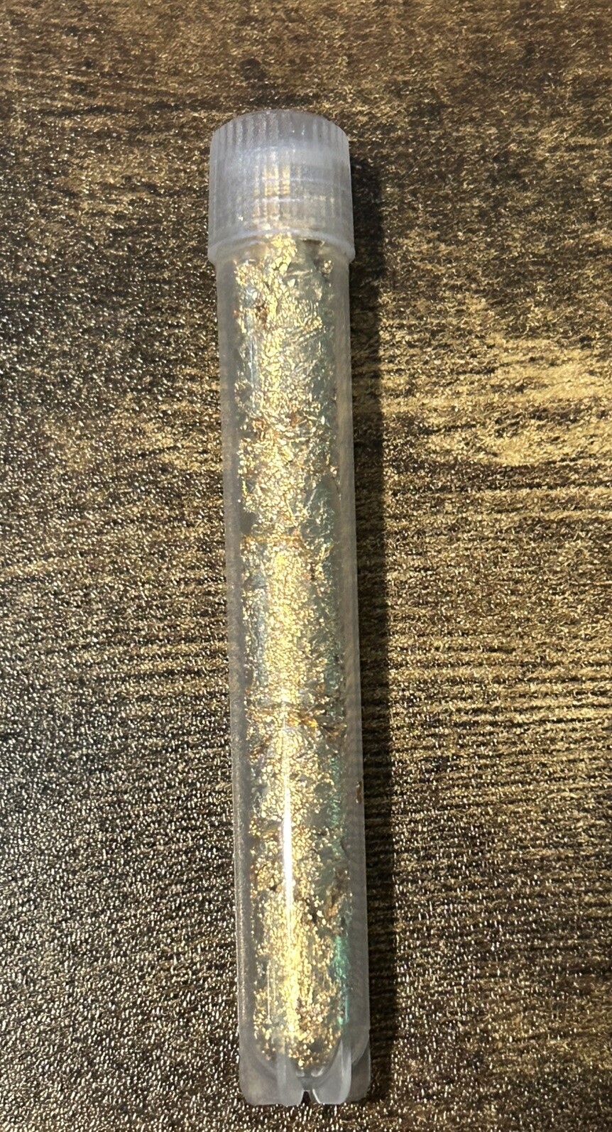 5 Gold Flake Large Vials... 5mil. 3.5” Stand able Test Tubes. BEST DEAL !!