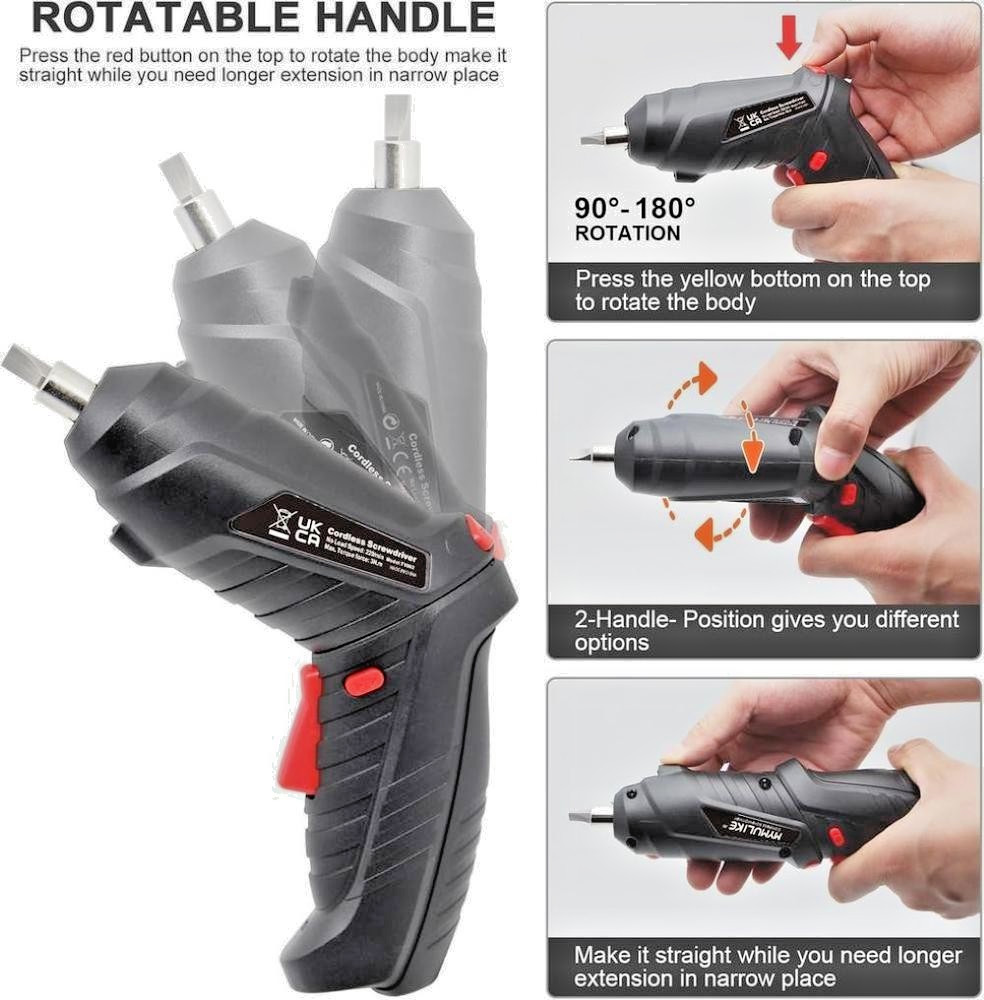 North Tech 3.7V Cordless Screwdriver Tool Socket Set Carrying Case Rechargeable