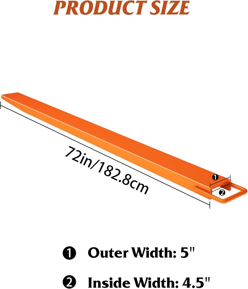 1 Pair 72"/84"/96" Length Pallet Fork Extensions 4.5" Width Forklift Extensions