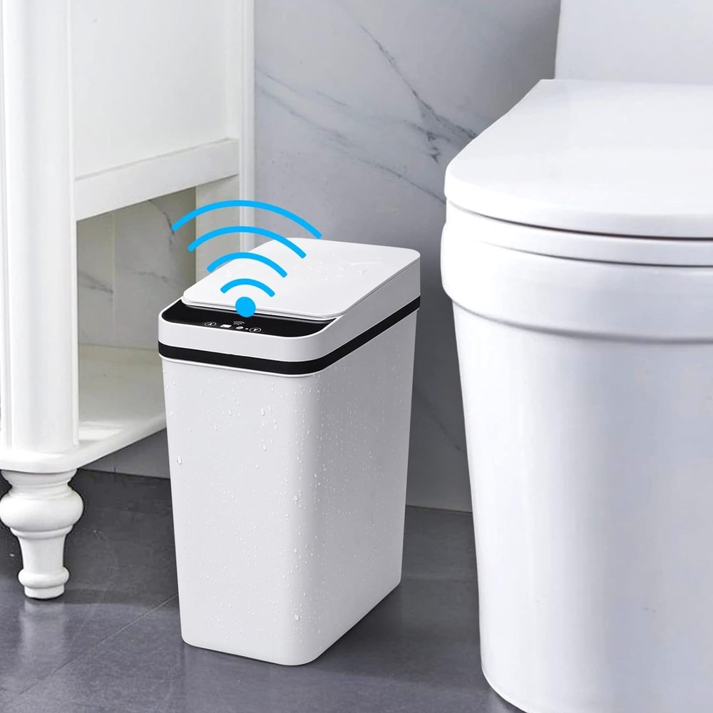 Bathroom Smart Touchless Trash Can 2.2 Gallon Automatic White