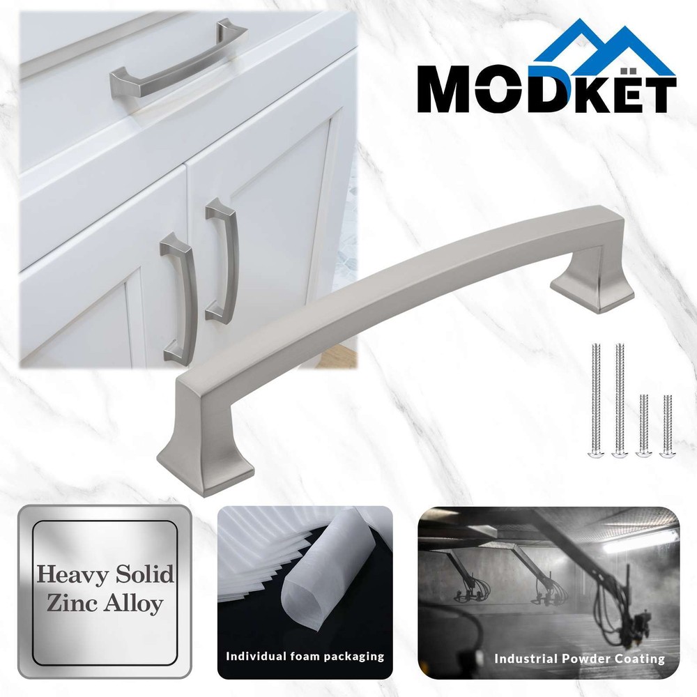 Solid Brushed Nickel Square Cabinet Pulls Handles Kitchen Bathroom Drawers