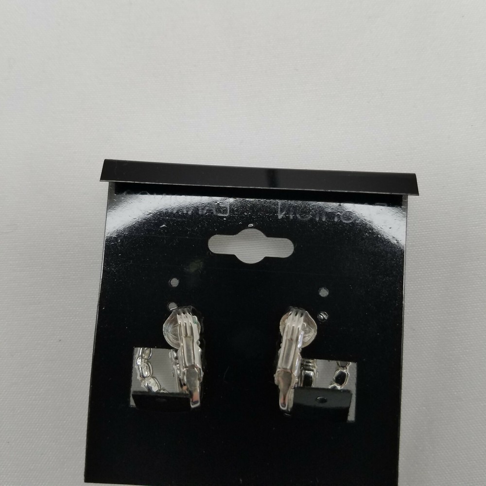 Silver Tone Cluster Clip On Rhinestone Earrings