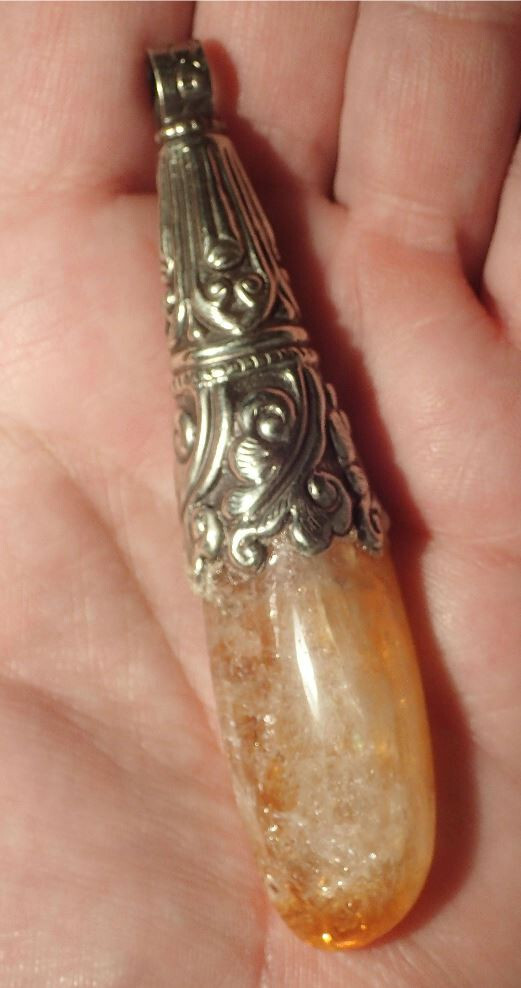 Gemstone Citrine Quartz with Tibetan silver design
