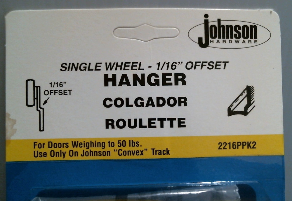 Johnson Hardware Single Wheel 1-16" Offset Hanger (2216PPK2) FS