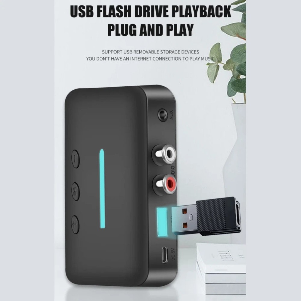 5.3 Bluetooth Receiver RCA 3.5mm AUX Wireless Audio Adapter with USB Playback