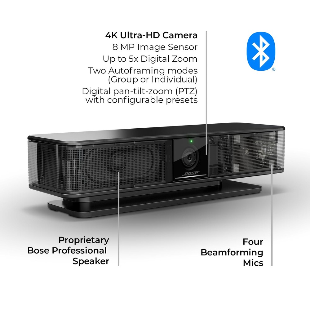 Bose Videobar VB-S, All-in-One USB Conferencing Device, 4K Camera