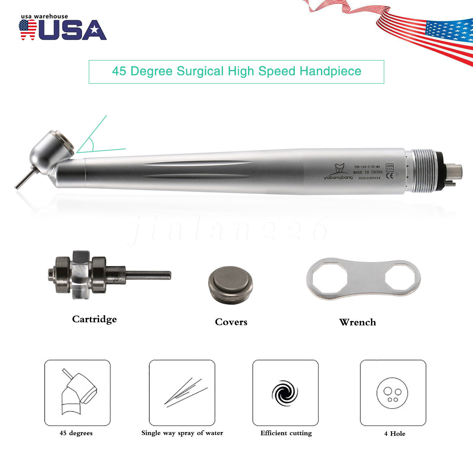 Yabang Dental 45 Degree Surgical High Speed Handpiece Push Button 4Hole 1-10 pcs