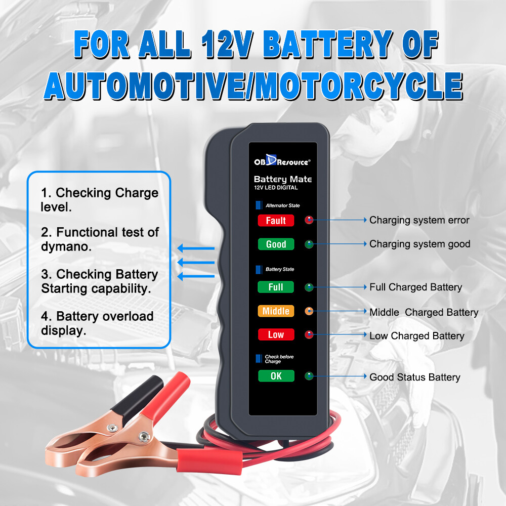 Battery Tester 12V BM310 Digital Analyzer Indicator Alternator Voltage Checker