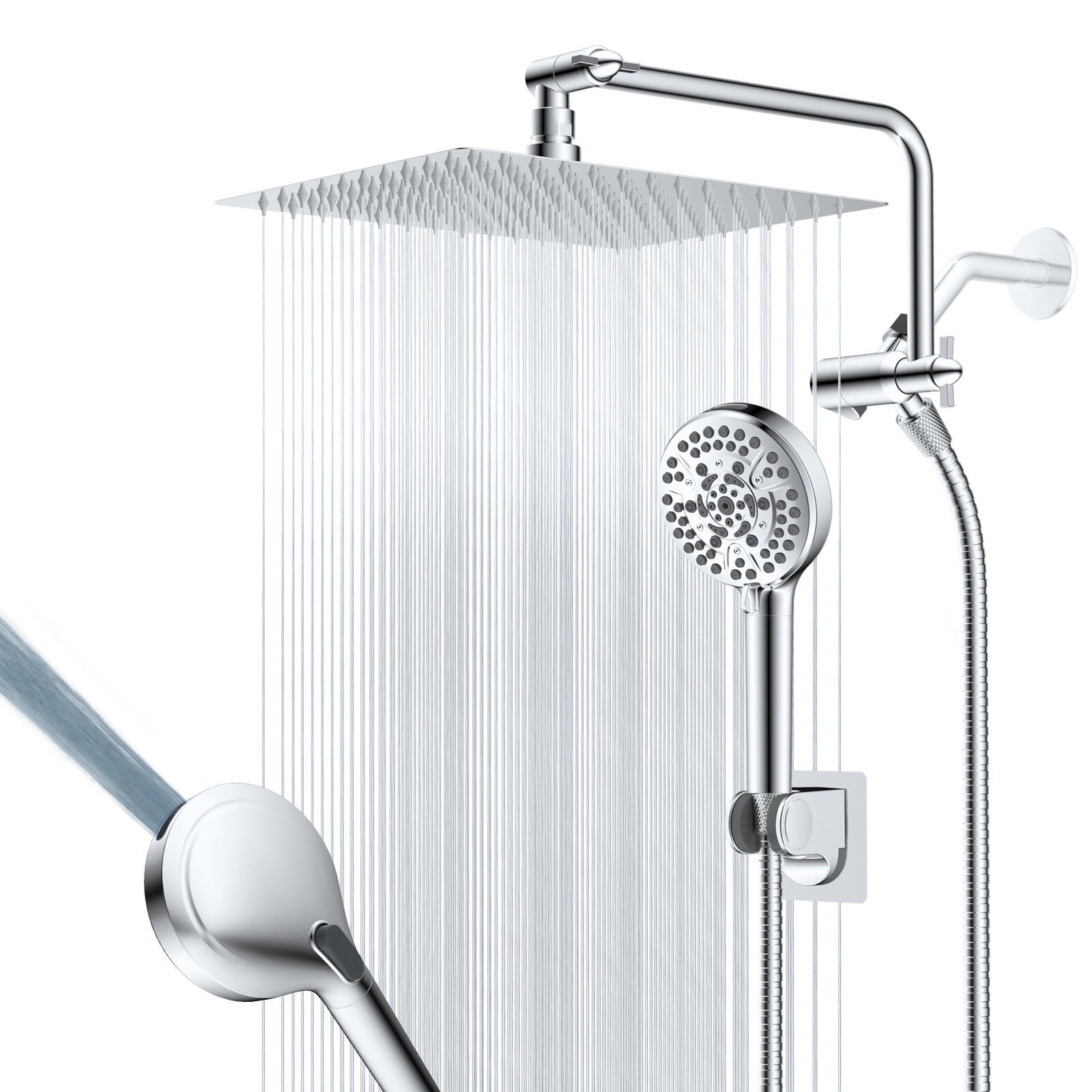 All Metal 12”Rain Shower Head with Handheld Spray Combo High Pressure Adjustable