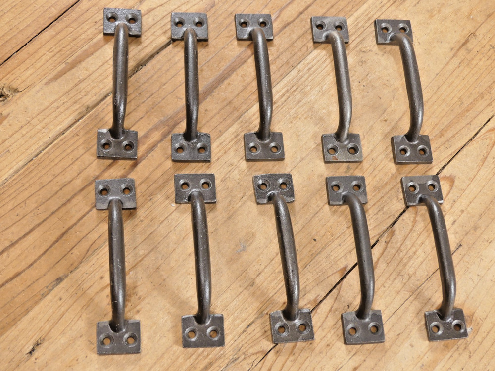 10 Cast Iron Handles Drawer Pulls Small Long Home Decor Kitchen Window Pull Farm