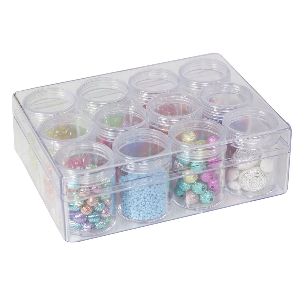 12-Unit Plastic Beading Craft & Hobby Storage Box Clear Single)