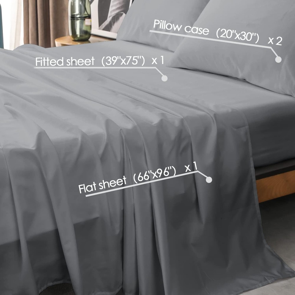Microfiber 100% Polyester 4 piece Queen Sheet Set, Light Gray