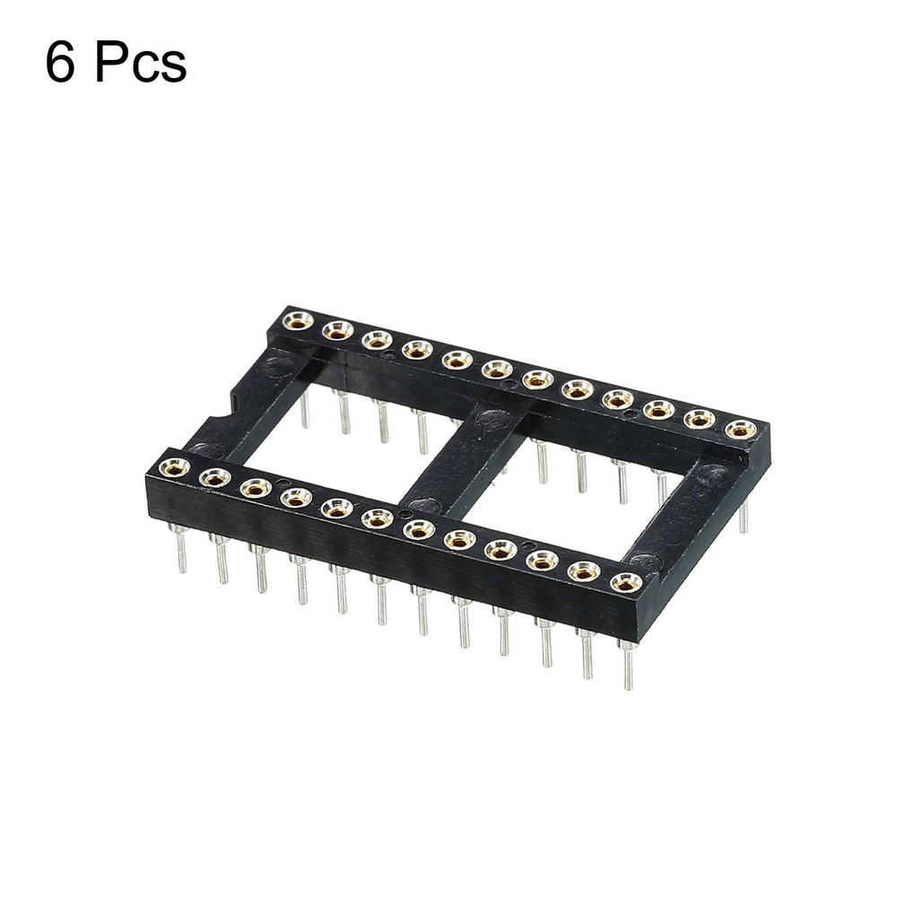 6 Pack DIP IC Chip Socket Adapter Round Pin 24P 2.54mm Pitch IC Socket