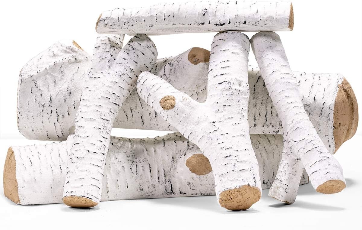 6-Pieces Ceramic Wood Gas Fireplace Log Set