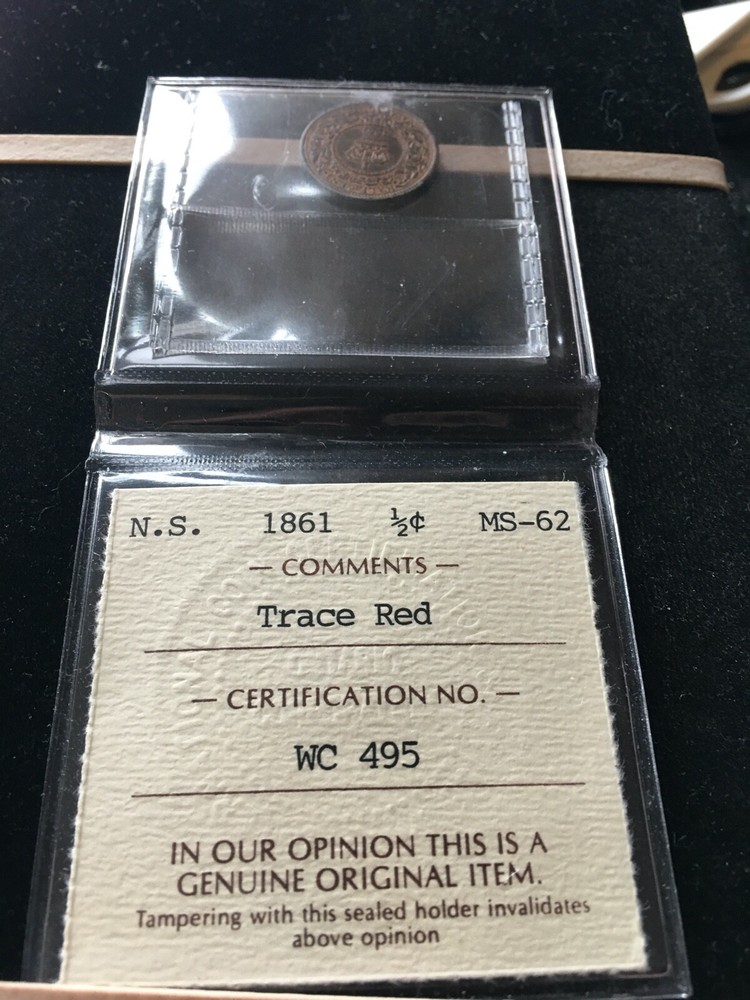 1861 ICCS Graded Nova Scotia Half ¢1/2 Cent **MS-62**