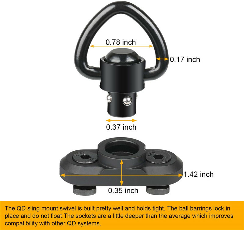 2Pack M-LOK MLOK Quick Release Sling Mount Push Button QD Sling Swivel Adaptor