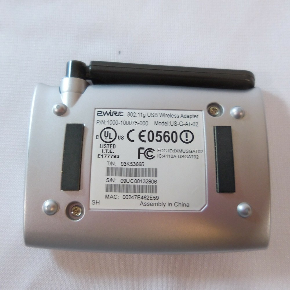 2 Wire 802.11g USB Wireless Adapter 1000-100075-000