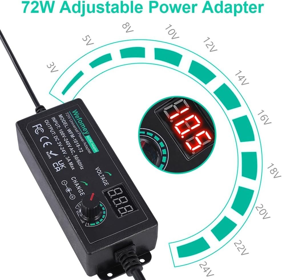 Universal Power Supply 3V~24V 3A 72W Adjustable Variable AC/DC Adapter Charger