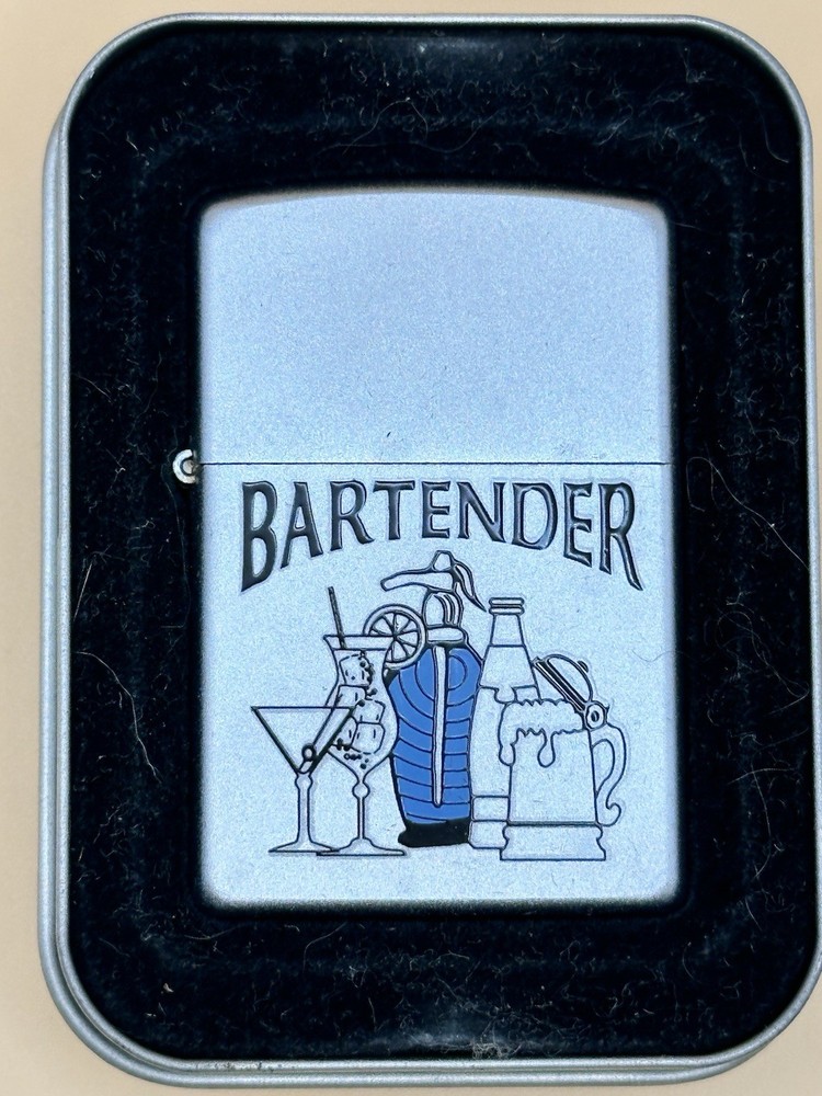 Vintage 2003 Bartender Work Series Chrome Zippo Lighter NEW