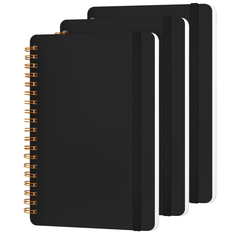 Utron 3 PCS Small Spiral Notebook 5x7, Notebooks for Note Taking, Black