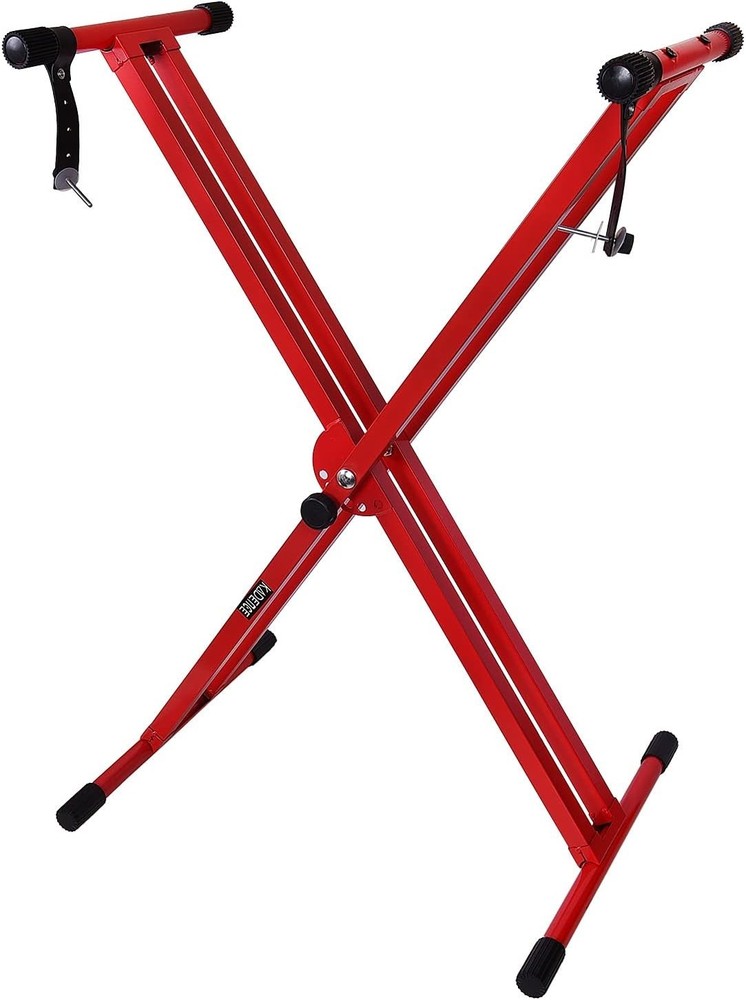 Dual-Braced Red Piano Keyboard Stand