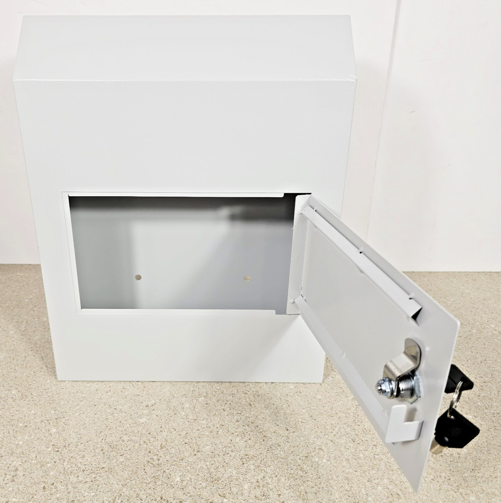 flybold Through-the-Door Locking Key Drop Box Gray Heavy Duty Baffle Mailbox
