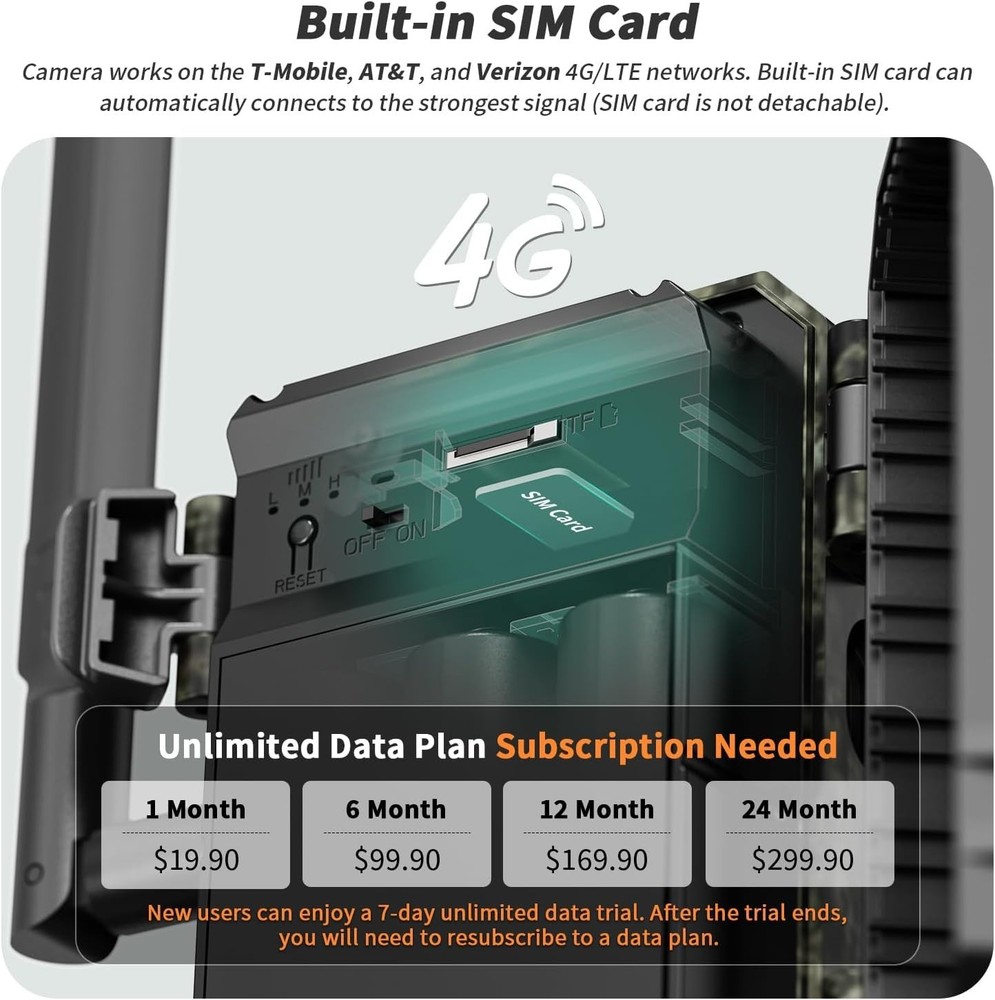 Live Streaming 4G LTE Cellular Trail Camera with Night Vision & SIM Card