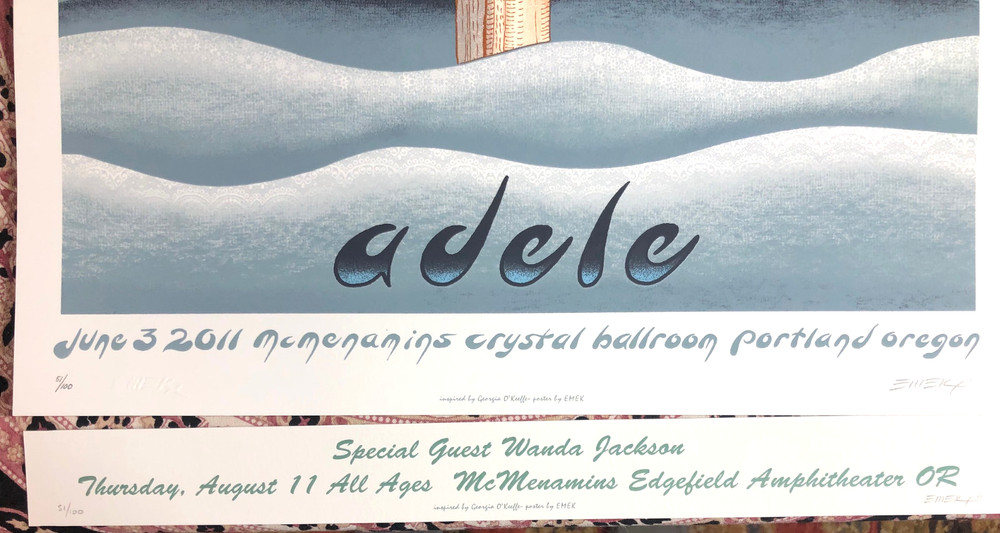 Adele EMEK Signed Number Poster June 2011 Portland Extra Signed # Strip Aug 11