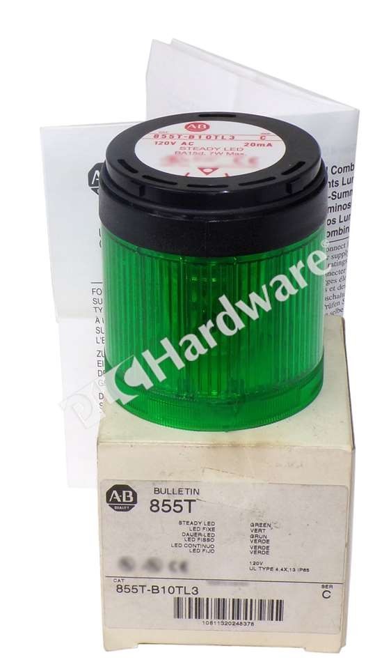 Open Pre-owned Allen Bradley 855T-B10TL3 /C Control Tower Stack Green Light 120V