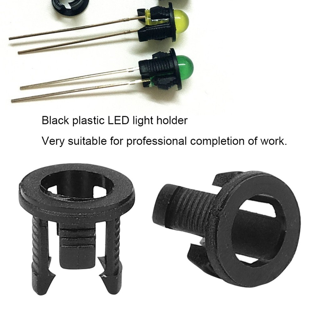 200Pcs LED Lamp Diode Holder Bulb Socket Bracket Mount Plastic Black 5mm