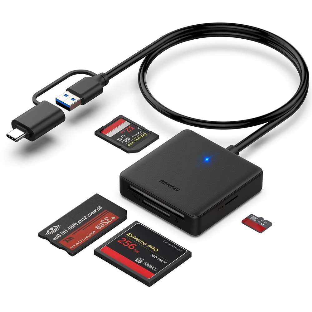Memory Card Reader,  4In1 USB 3.0 and USB-C to SD Micro SD MS CF Card Reader Ada