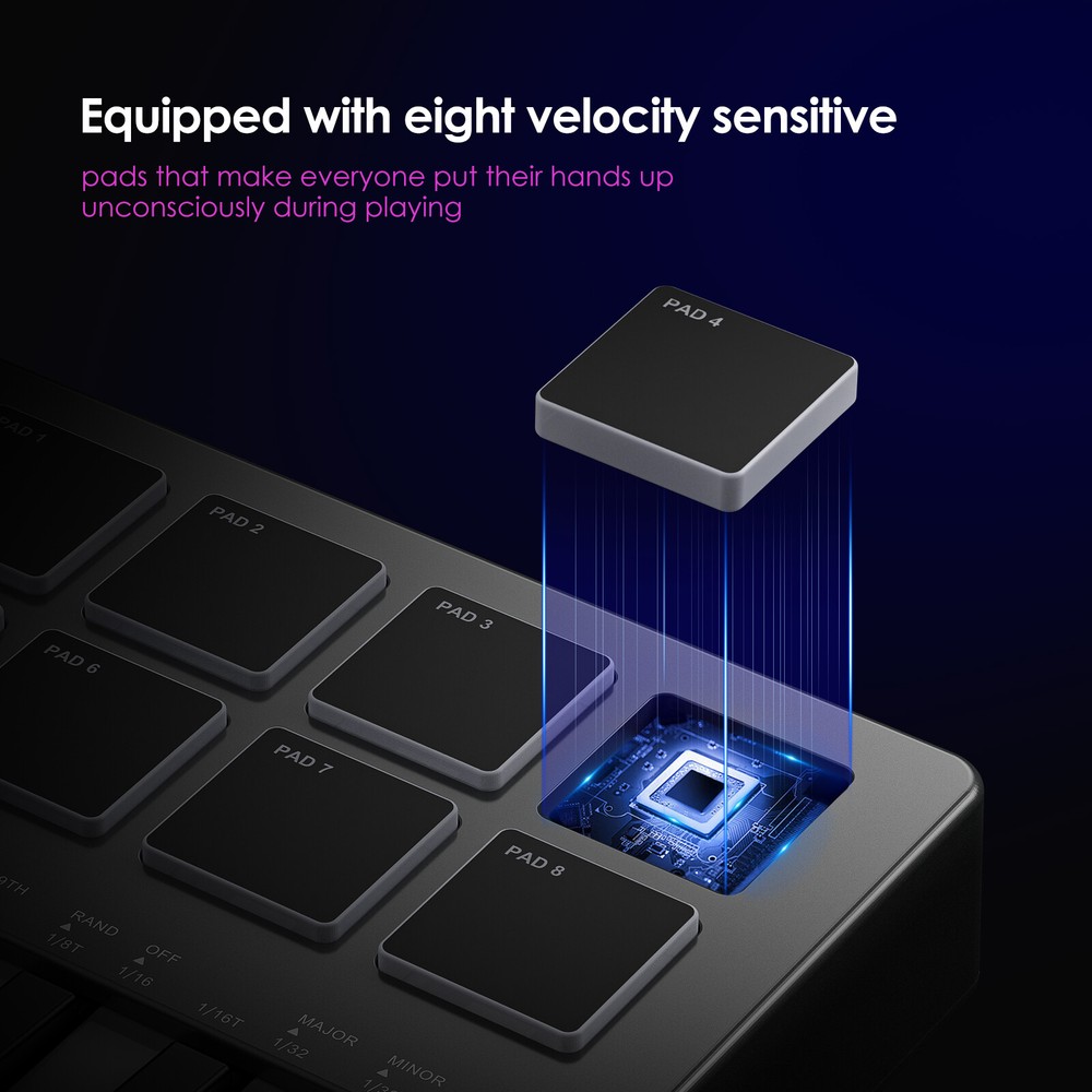 LEKATO 25 Key MIDI Keyboard Controller Bluetooth Velocity-sensitive Key Keyboard