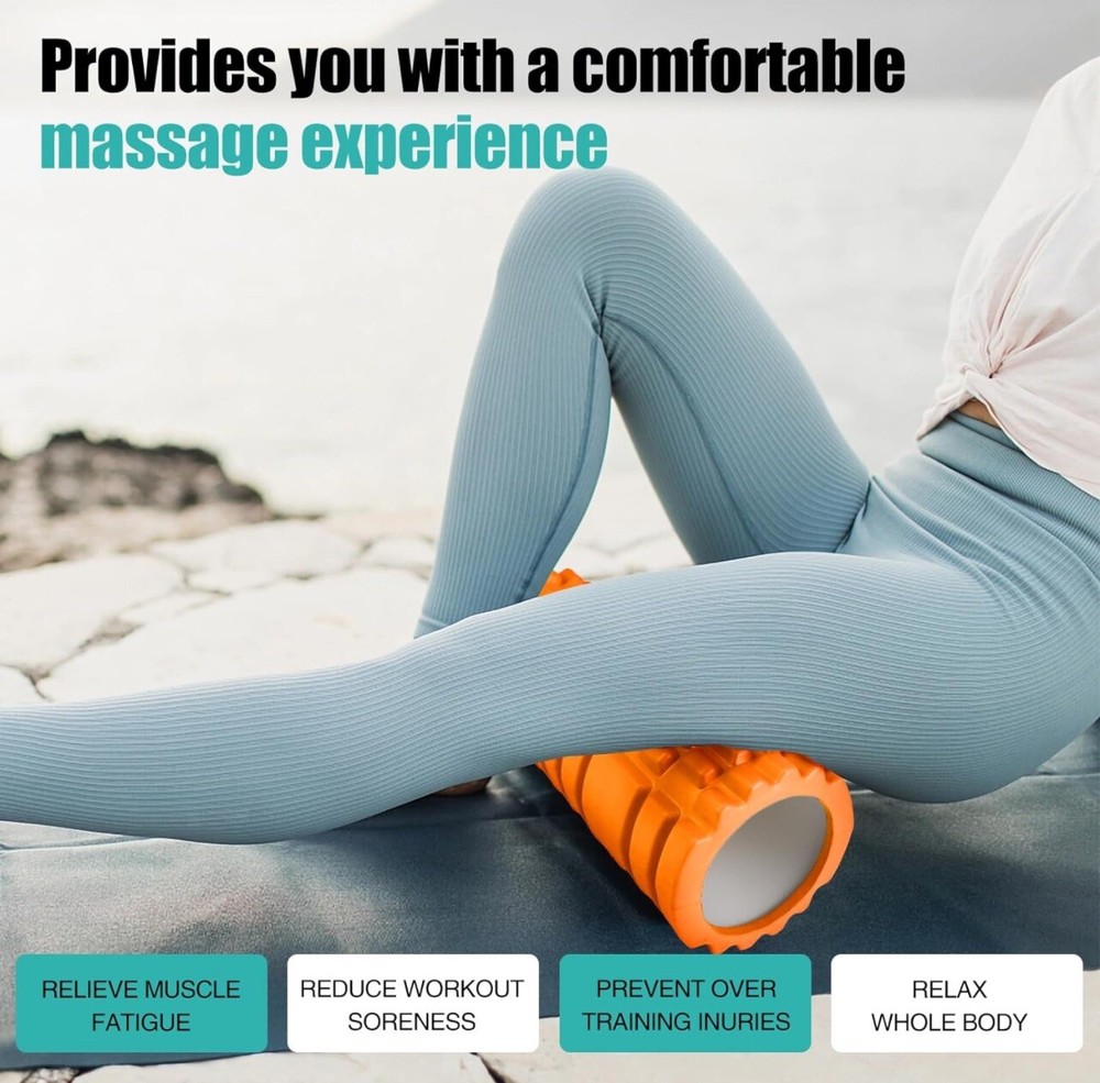2Pack Foam Roller for Deep Tissue Massager Muscle Trigger Point Blk/Org 13''X5''