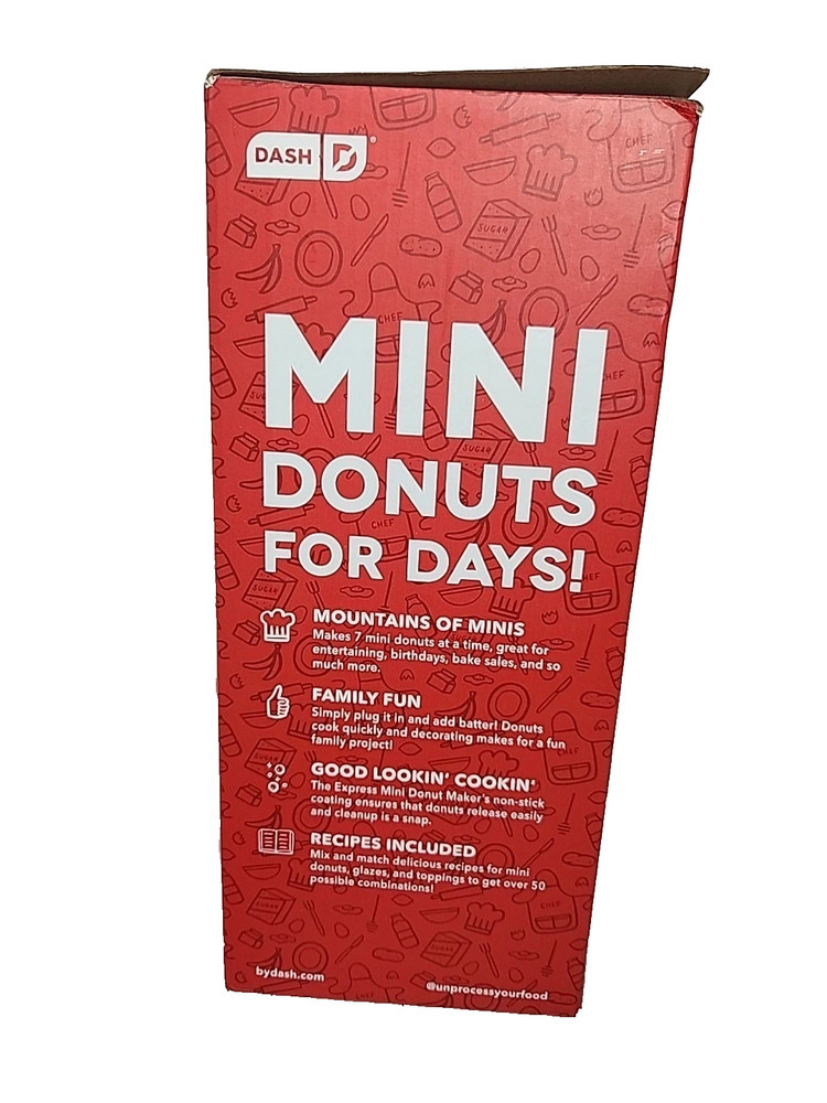 NEW - DASH Mini Donut Maker Machine w/ Non-stick Surface, Makes 7 Doughnuts Aqua