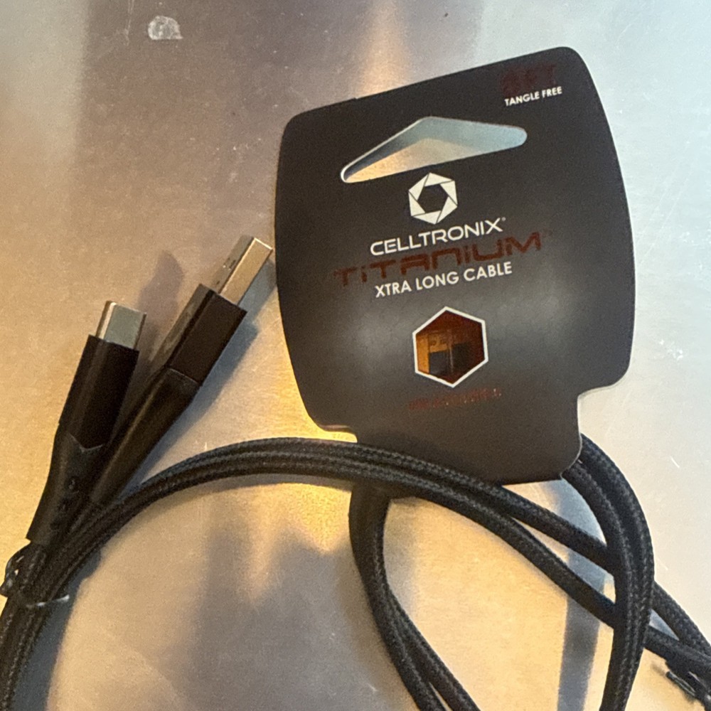 CellTronix Titanium Xtra Long Cable USB Type C 8 Feet -BLACK