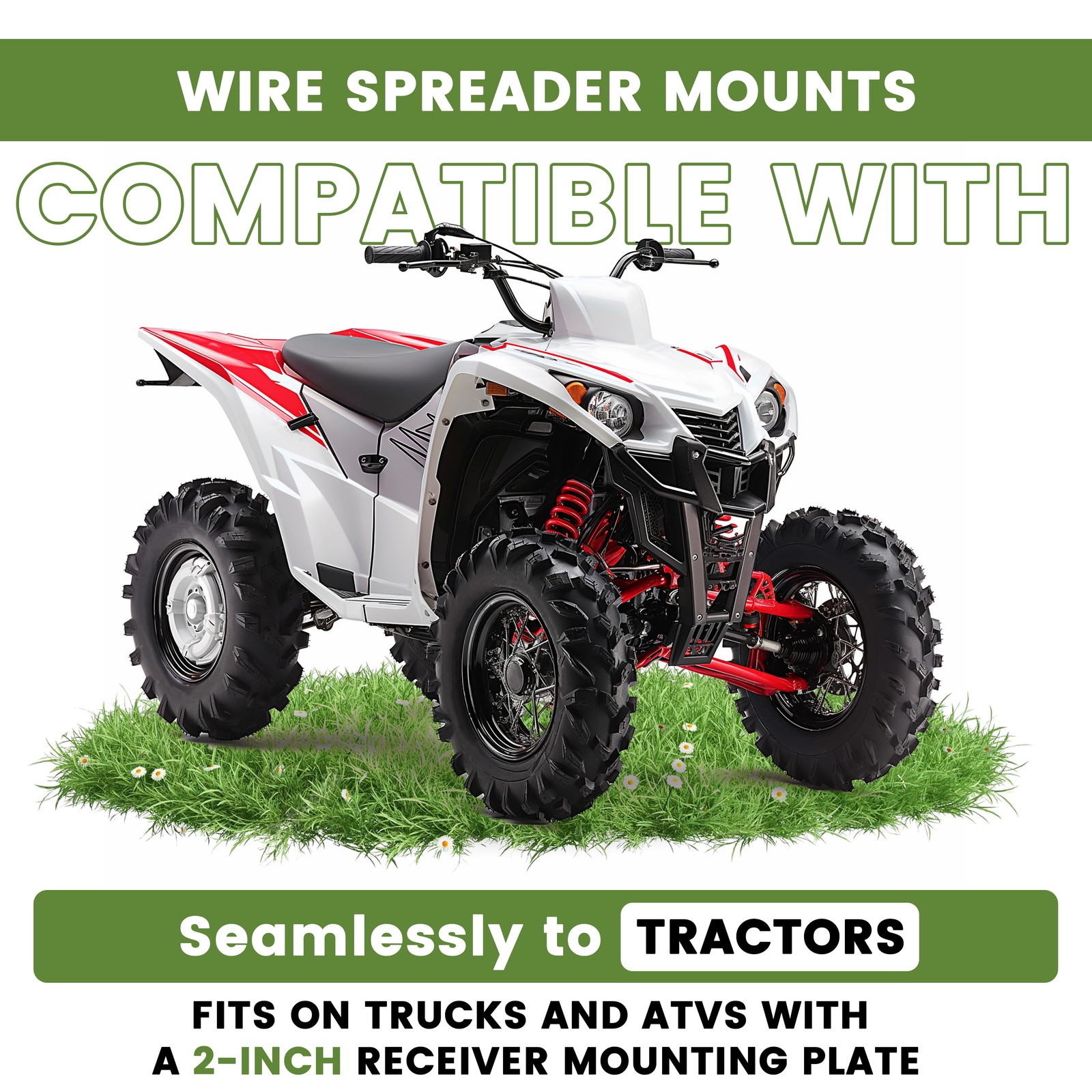 Barbed Wire Unroller Bolt-On ATV Adaptor with 2" Receiver Hitch For Fencing