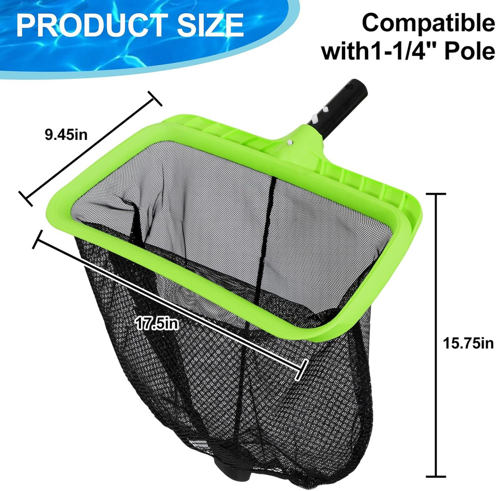 Swimming Pool Leaf Skimmer Net,Double-Layer & Reinforced Frame Deep Rake Nets