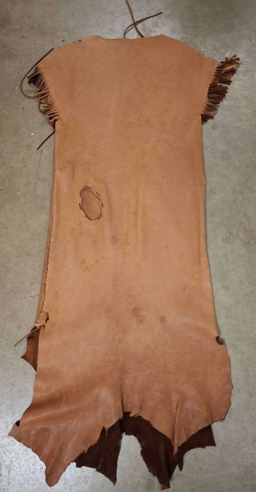 Used Vintage Buckskin Leather Suede Handmade Native American Dress Beads Fringed