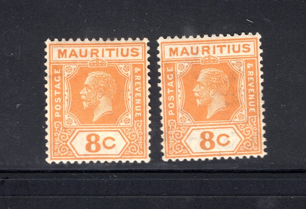 Mauritius 8c Orange Lot x 2